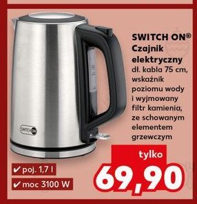 Czajnik 1.5 l 3100 w srebrno-czarny Switch on promocja w Kaufland