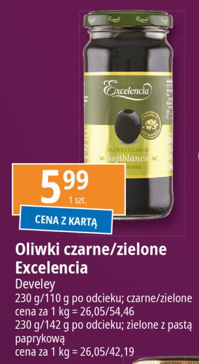 Oliwki zielone z pastą paprykową Excelencia promocja w Leclerc