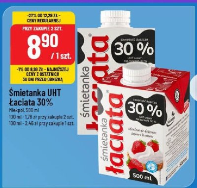 Śmietanka UHT Łaciata 30% promocja w POLOmarket