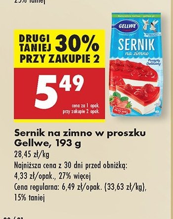 Sernik na zimno Gellwe promocja w Biedronka