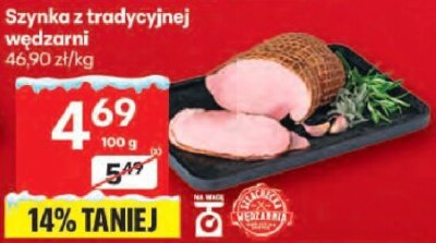 Szynka z tradycyjnej wędzarni promocja w Delikatesy Centrum