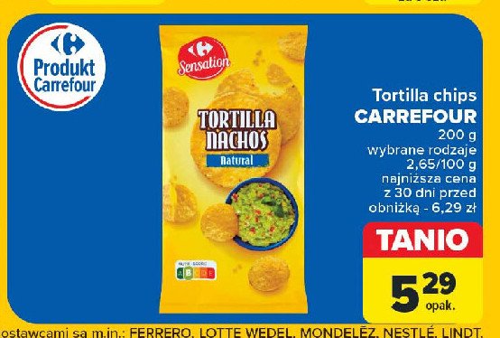 Chipsy tortilla naturalne Carrefour promocja