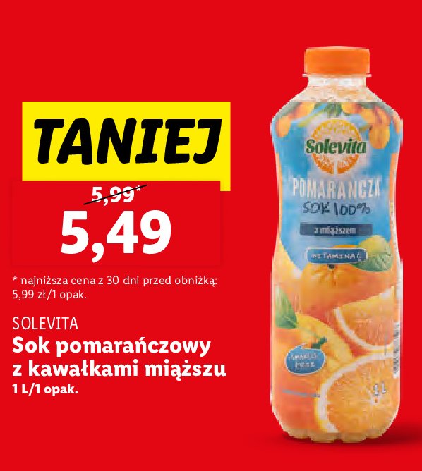 Sok pomarańczowy 100% Solevita promocja