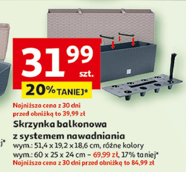 Skrzynka balkonowa z systemem nawadniania 60 x 25 x 24 cm promocja
