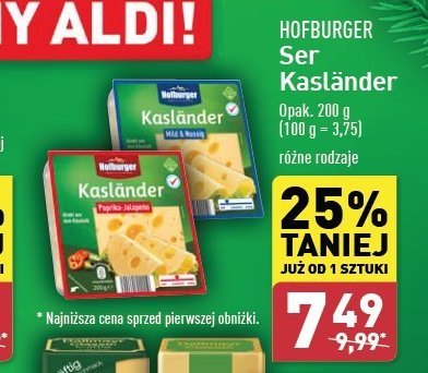 Ser kaslander papryka i jalapeno Hofburger promocja w Aldi