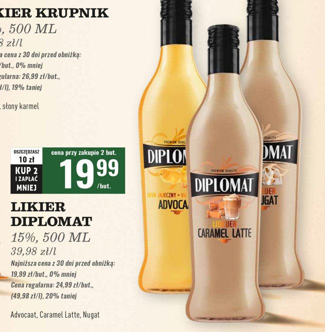 Likier Diplomat caramel latte promocja w Biedronka