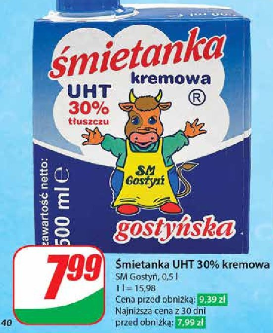 Śmietanka kremowa 30 % Gostyń promocja