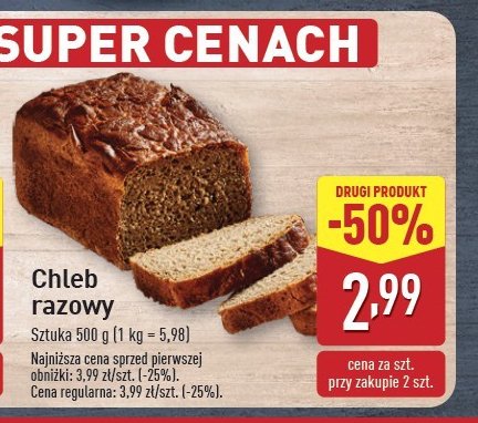 Chleb razowy promocja w Aldi