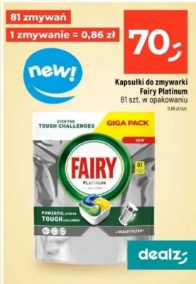 Kapsułki do zmywarki Fairy Platinum 81 szt. w opakowaniu promocja w Dealz
