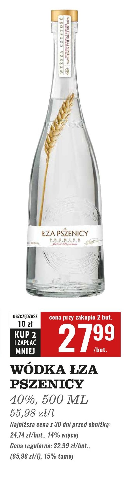 Wódka srebrna czystość Łza pszenicy promocja
