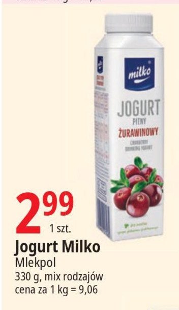 Jogurt żurawinowy Milko promocja
