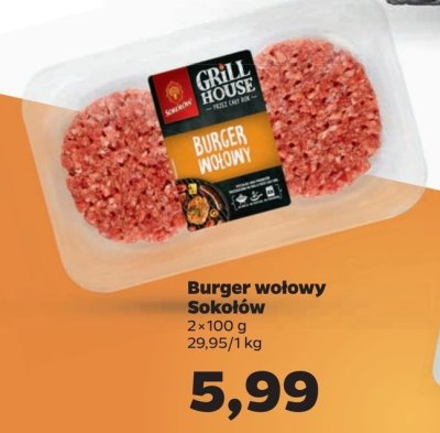 Burgery wołowe z przyprawami Sokołów grill house promocja