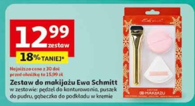 Zestaw do makijażu Ewa Schmitt w zestawie: pędzel do konturowania, puszek do pudru, gąbeczka do podkładu w kremie promocja w Auchan