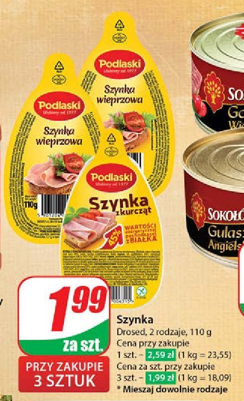 Szynka z kurcząt Drosed podlaski promocja w Dino