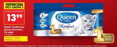 Papier toaletowy Queen Komfort, 10 rolek promocja w Biedronka