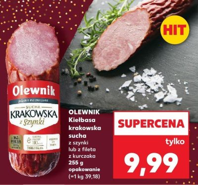 Kiełbasa krakowska sucha z fileta z kurczaka Olewnik promocja w Kaufland