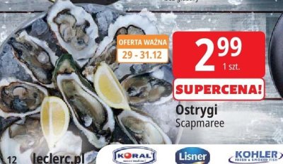 Ostrygi Scapmaree promocja w Leclerc