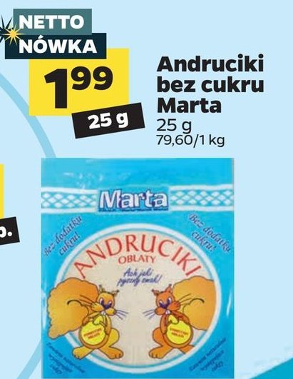 Andruciki oblaty bez cukru Marta promocja