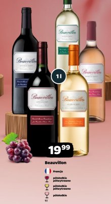 Wino Beauvillon półsłodkie półwytrawne różne rodzaje promocja w Netto