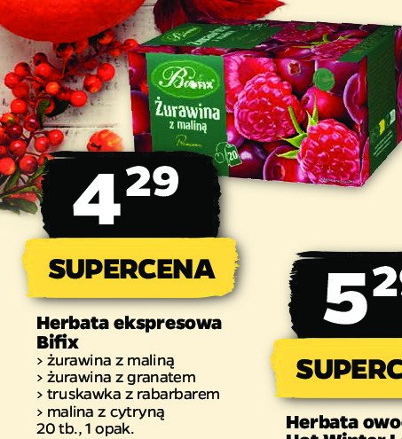Herbata truskawka z rabarbarem Bifix premium promocja