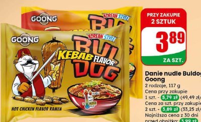 Danie nudle Buldog 2 rodzaje promocja w Dino