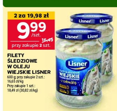 Wiejskie filety śledziowe w oleju z cebulką Lisner promocja