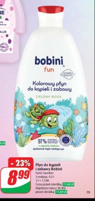 Kolorowy płyn do kąpieli i zabawy zielona woda o zapachu żelków Bobini fun promocja