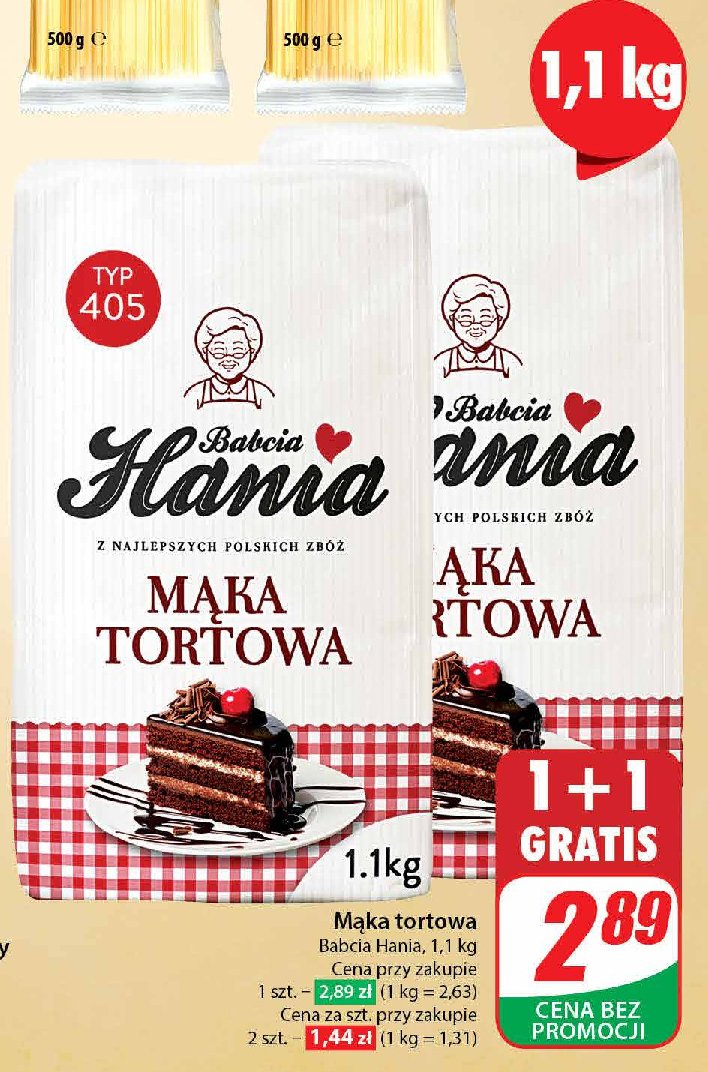 Mąka tortowa typ 405 Babcia hania promocja w Dino