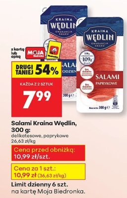 Salami Kraina Wędlin delikatesowe, paprykowe 300g promocja w Biedronka