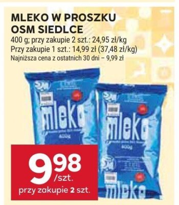 Mleko w proszku OSM Siedlce promocja w Stokrotka