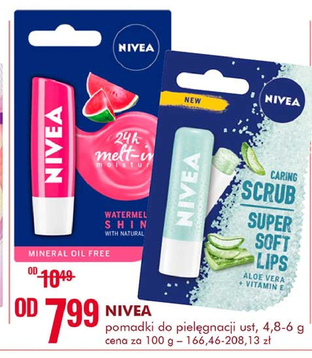 Peeling do ust super soft lips aloes Nivea caring scurb promocja