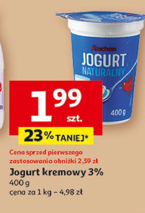 Jogurt naturalny Auchan różnorodne (logo czerwone) promocja