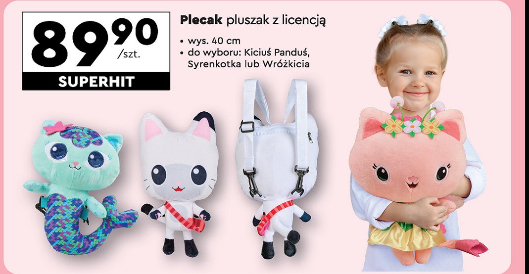 Plecak pluszak 40 cm syrenkotka promocja