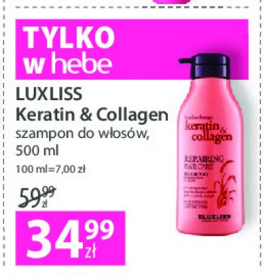 Szampon do włosów keratin & collagen Luxliss promocja