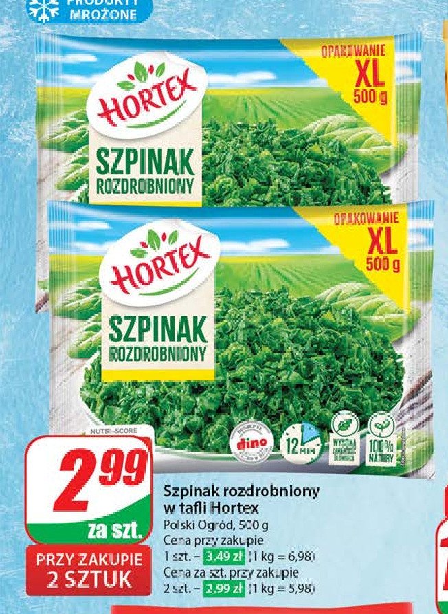 Szpinak rozdrobniony Hortex promocja w Dino