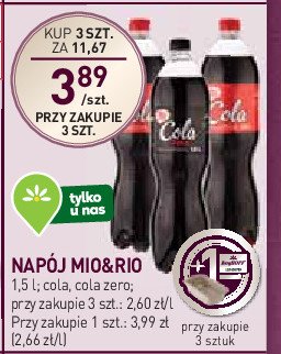 Napój cola zero Mio&rio promocja