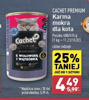 Karma dla kota wołowina i wątróbka Cachet promocja