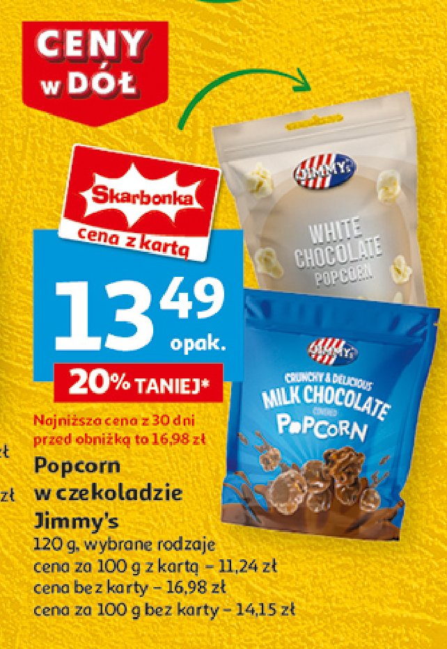 Popcorn w czekoladzie białej Jimmy's promocja w Auchan