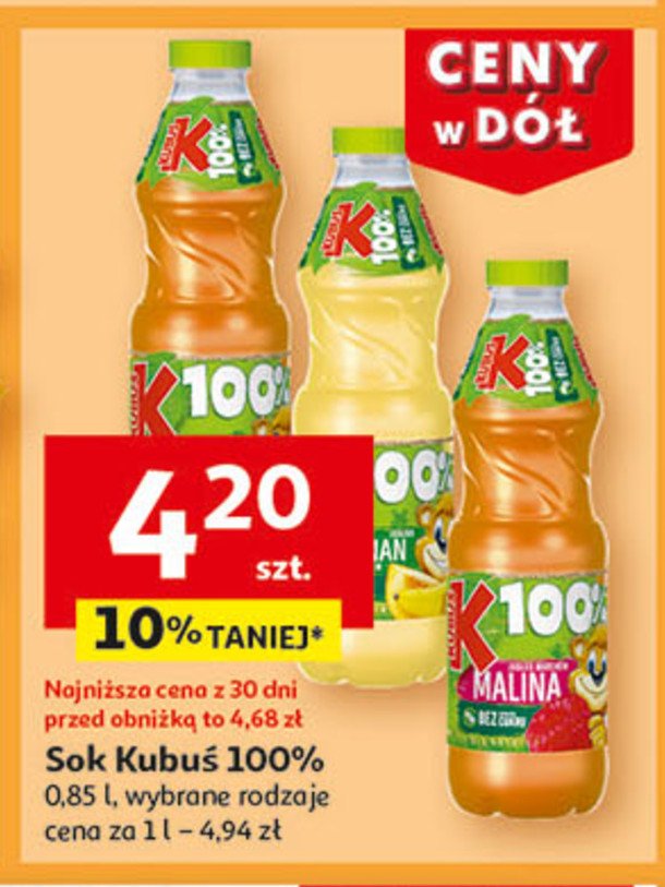 Sok jabłko-banan-marchew Kubuś 100% sok promocja