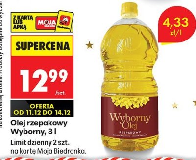 Olej rzepakowy Wyborny promocja w Biedronka
