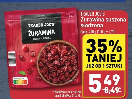 Żurawina suszona Trader joe's promocja