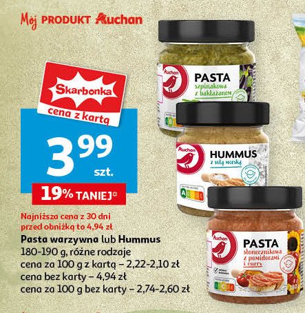 Pasta szpinakowa z bakłażanem Auchan różnorodne (logo czerwone) promocja