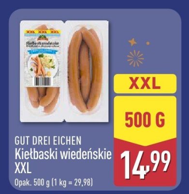 Kiełbaski wiedeńskie XXL Gut Drei Eichen promocja w Aldi
