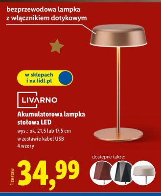 Akumulatorowa lampka stołowa LED  promocja w Lidl