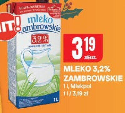 Mleko 3,2% Zambrowskie 1 l, Mlekpol promocja w Chorten