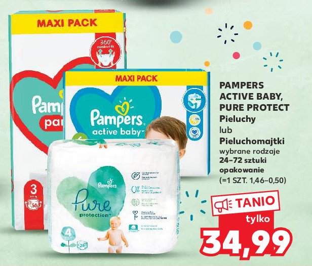 Pieluchy rozm 4 Pampers pure protection promocja