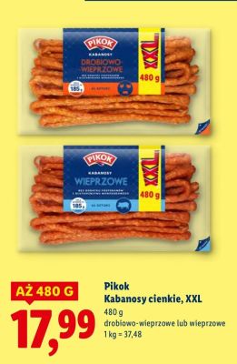 Kabanosy cienkie, XXL drobiowo-wieprzowe promocja w Lidl