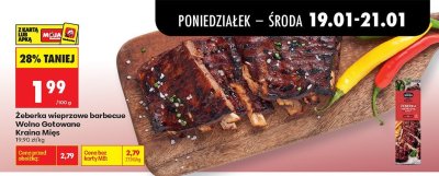 Żeberka wieprzowe barbecue Wolno Gotowane Kraina Mięs promocja w Biedronka