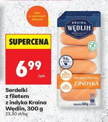 Serdelki z filetem z indyka Kraina Wedlin, 300 g promocja w Biedronka