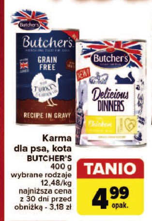 Karma dla psa turkey Butcher's promocja w Carrefour Market